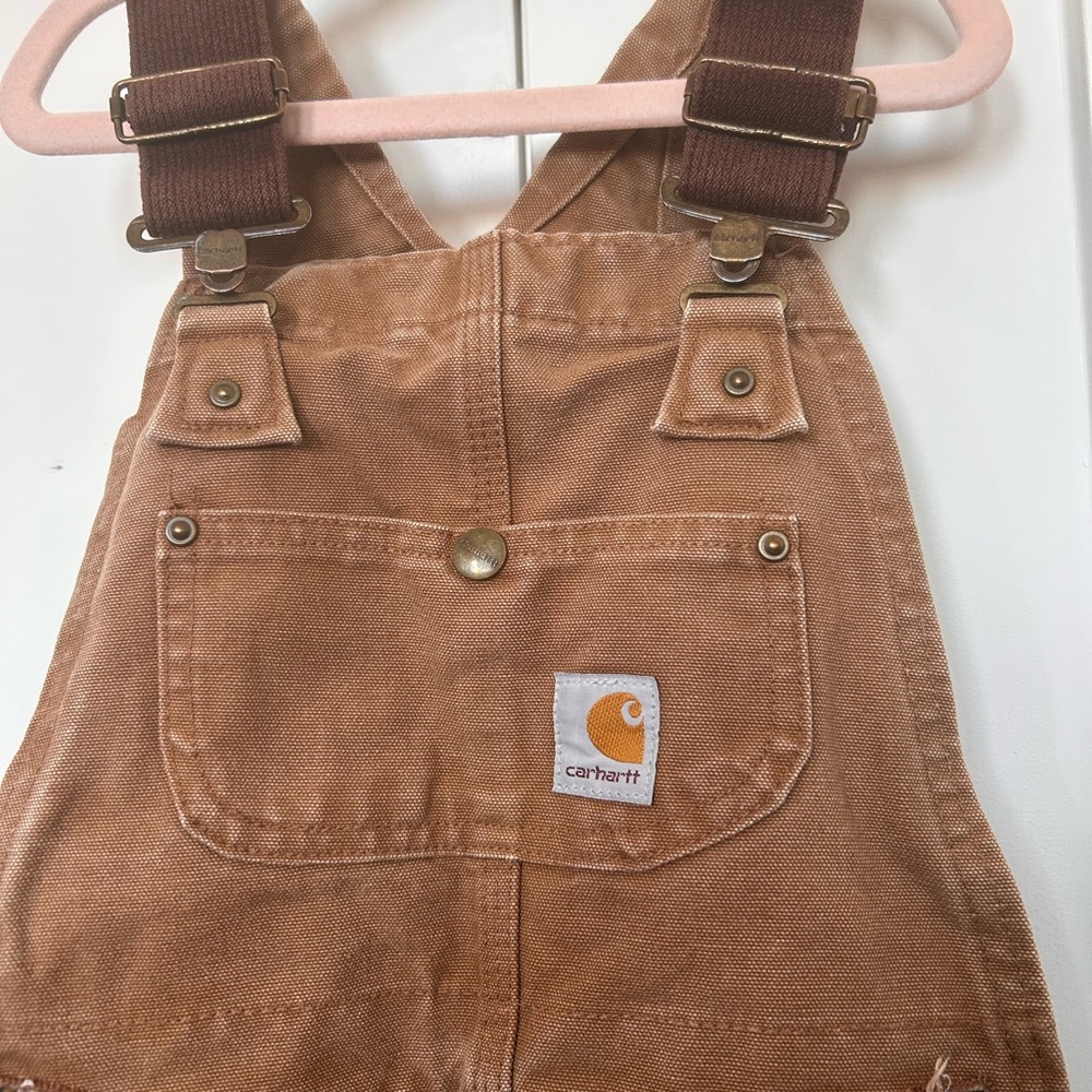 Carhartt Brown Overalls with Heart Patch - Picture 3 of 9